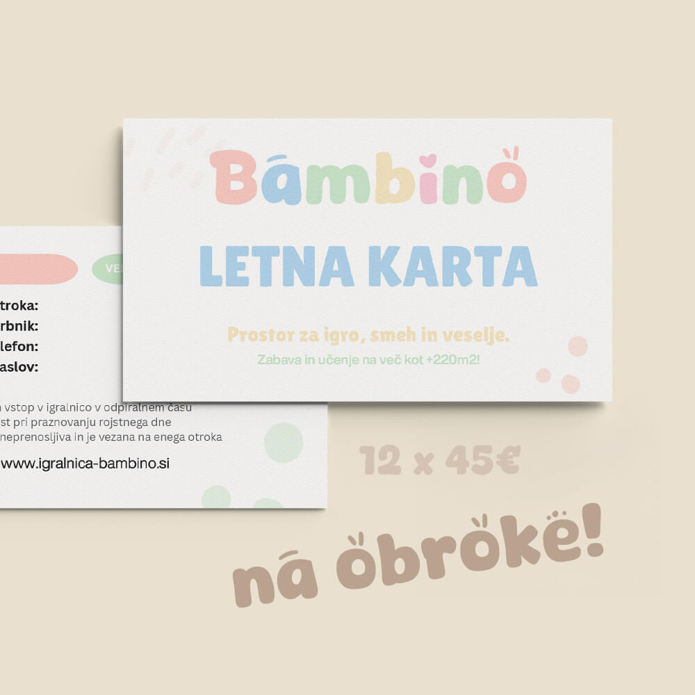 LETNA KARTA BAMBINO - NA OBROKE
